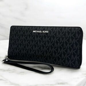 Michael Kors Large Continental Wallet Wristlet Black Signature